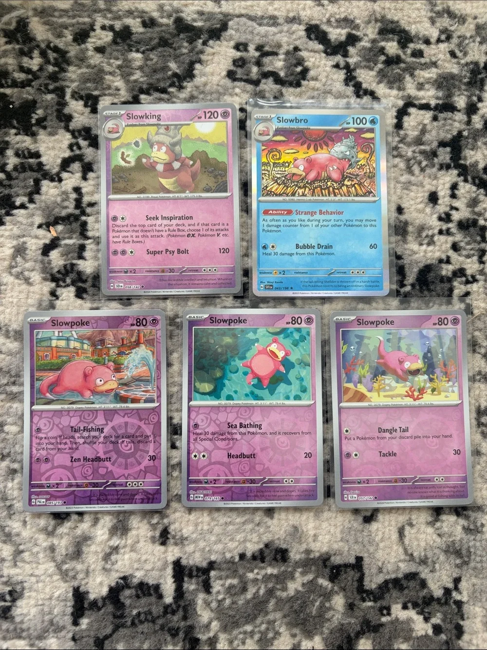 Pokemon Pink & Blue Slowpoke Slowbro Slowking Trading Card Lot